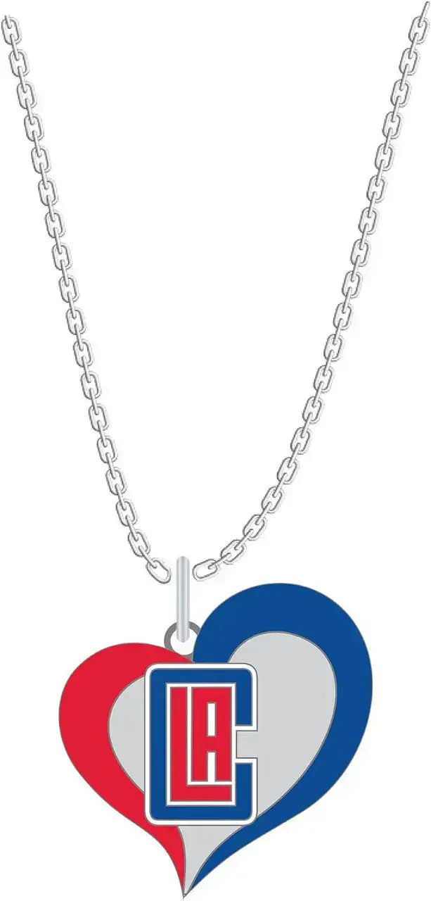 NBA Basketball Swirl Heart Necklace Pick Your Team