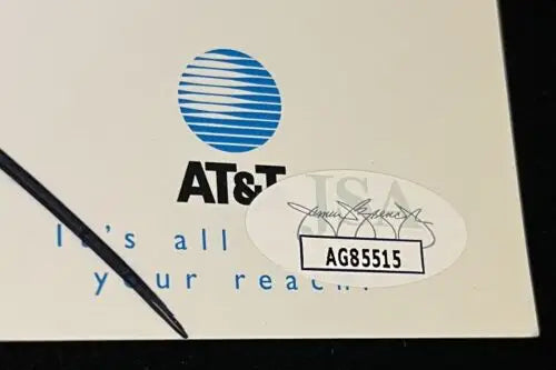 AT&T advertisement featuring JSA authentication sticker on NBA Heroes Hardcourt Signed Card Sheet