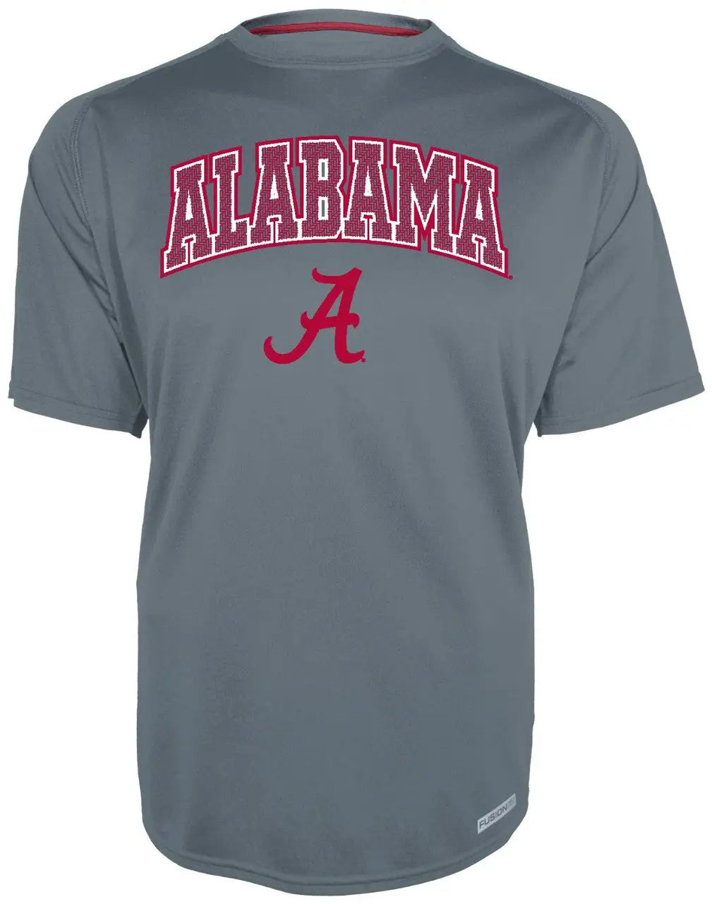 Gray short sleeve NCAA Alabama Crimson Tide Fusion Fit t-shirt with red logo