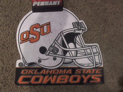 Oklahoma State Cowboys felt pennant featuring football helmet design, made in USA