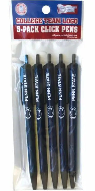 Five-pack of official licensed NCAA Penn State click pens with black ink