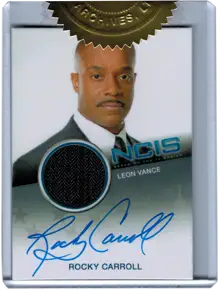 Autographed costume relic card of Rocky Carroll as Leon Vance from NCIS 2012