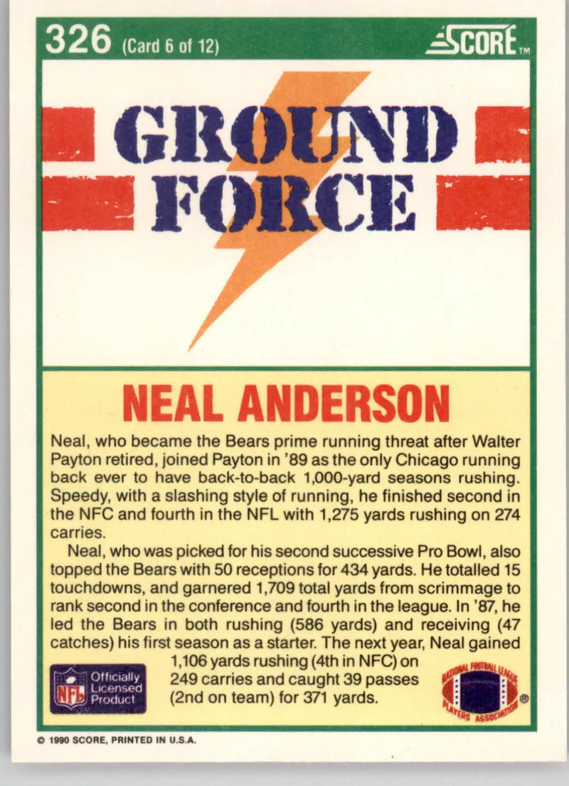 Neal Anderson - 1990 Score - #326 - Football