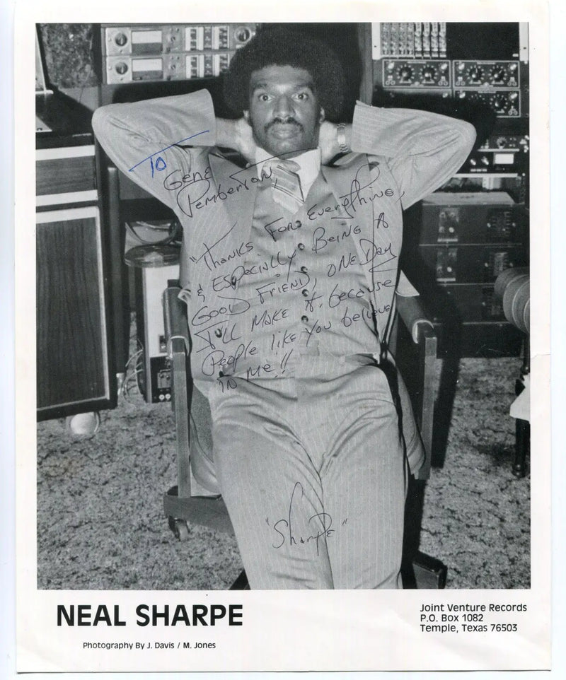 Neal Sharpe Temple Texas Soul R&B Singer Drifters Touring Artist AUTO 8x10 - Music Card Single