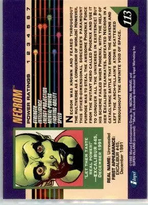 Necrom - 1992 Impel Marvel Universe - NM - #113 - Marvel Card Single