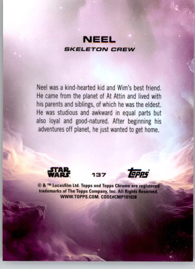 Neel - 2025 Topps Chrome Star Wars Sapphire - #137 - Non_sport - Star Wars Card Single