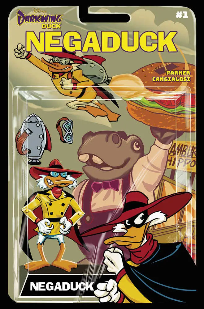Negaduck #1 Cover E Parker Action Figure packaging for Darkwing Duck collectors