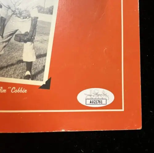 Autographed baseball memorabilia featuring Jim Cobbin and Dennis Biddle tribute art