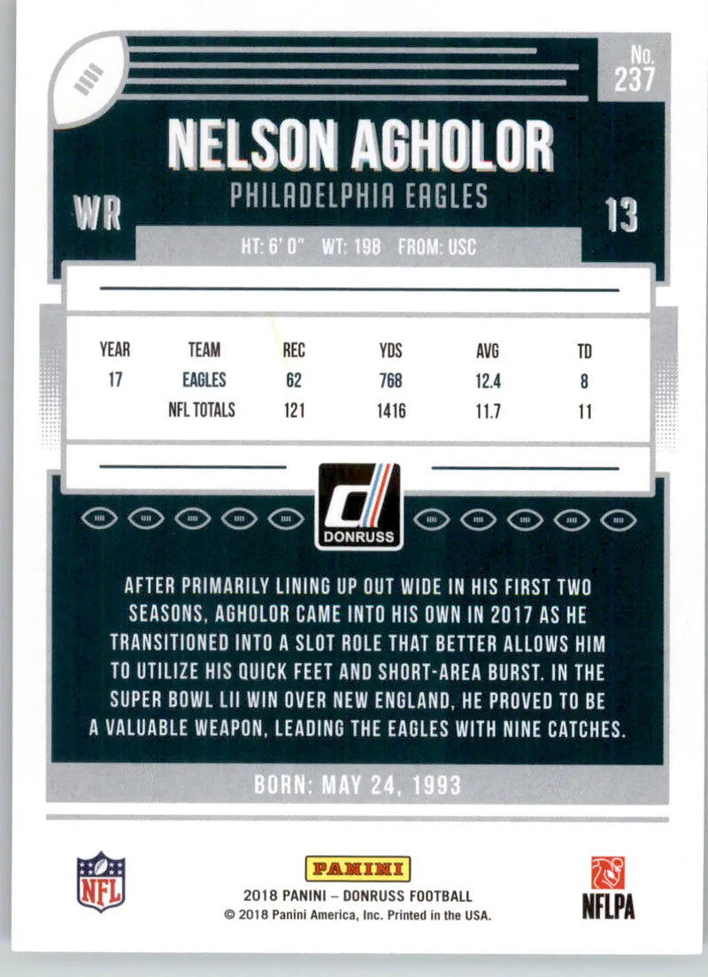 Nelson Agholor - 2018 Donruss - #237 - Football - Football Card Single