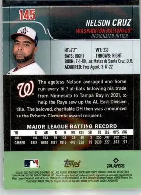 Nelson Cruz - 2022 Stadium Club Chrome - #145 - Baseball - Baseball Card Single