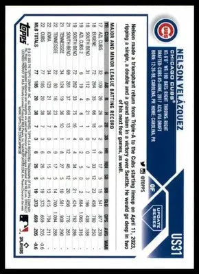 Nelson Velázquez Rookie 2023 Topps Update #US31 Chicago Cubs - Baseball Card Single