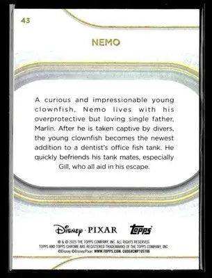 🌟 Nemo, 2025 Topps Chrome Disney #43 🌟 - Non-Sports Card Single