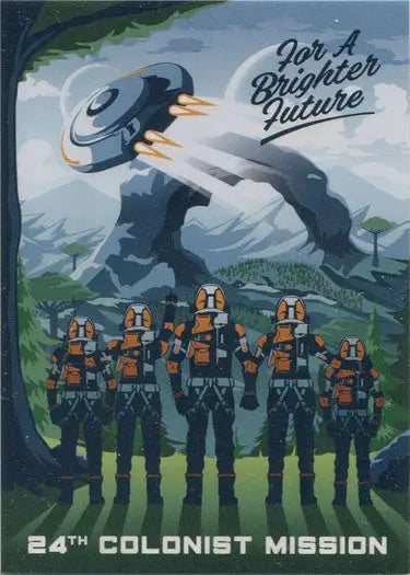 Retro-style propaganda poster with flying saucer for Netflix Lost in Space case topper card