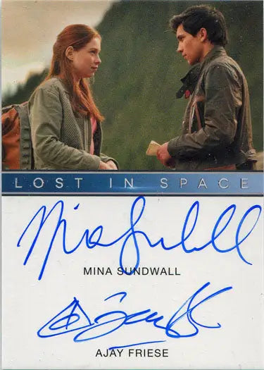 Autographed Netflix Lost in Space Season 1 autograph card by Mina Sundwall and Ajay Friese