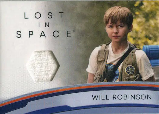 Relic card featuring young actor from Netflix Lost in Space trading cards collection