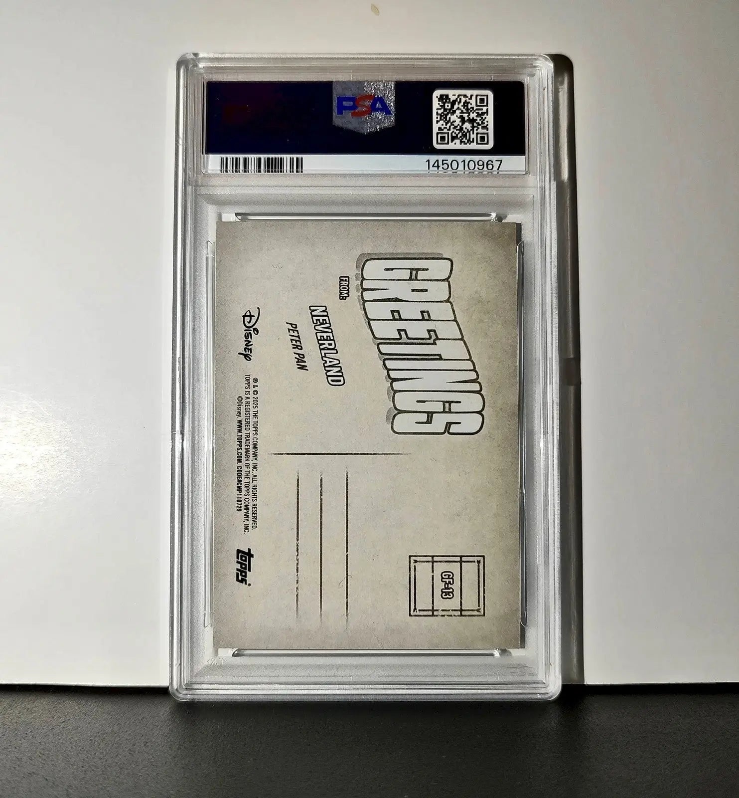 Neverland 2025 Topps Disney Wonder #GF-13 Greetings From Card Peter Pan PSA 8 - Non-Sports Card Single
