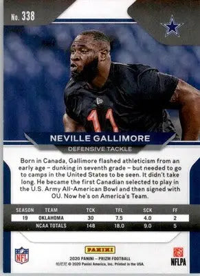 Neville Gallimore - 2020 Panini Prizm - #338 - RC Football - Football Card Single