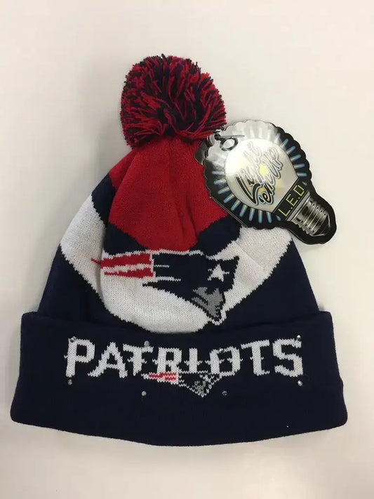 New England Patriots Big Logo Colorblock Light Up Beanie - Apparel