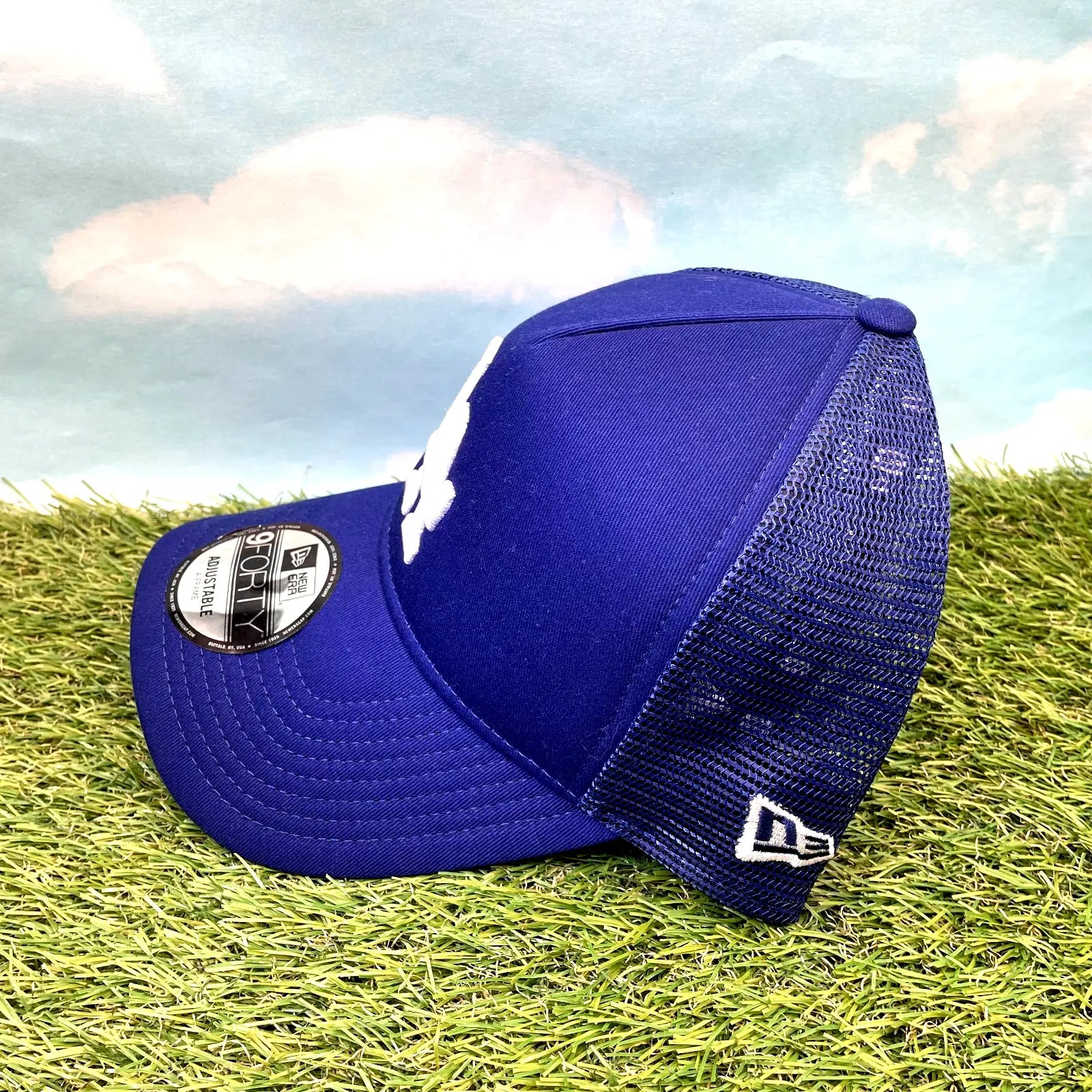 New Era Los Angeles Dodgers 9Forty Blue Trucker Mesh Adjustable Snapback Hat Cap - Apparel