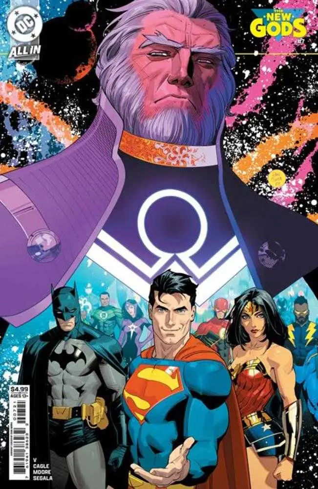 Comic book cover for New Gods #7 card stock variant featuring Worlds Collide by Dan Mora