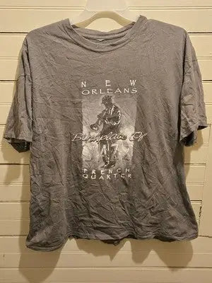 New Orleans Jazz Shirt Mens Gray Short Sleeve French Quarter Graphic Tee - Apparel