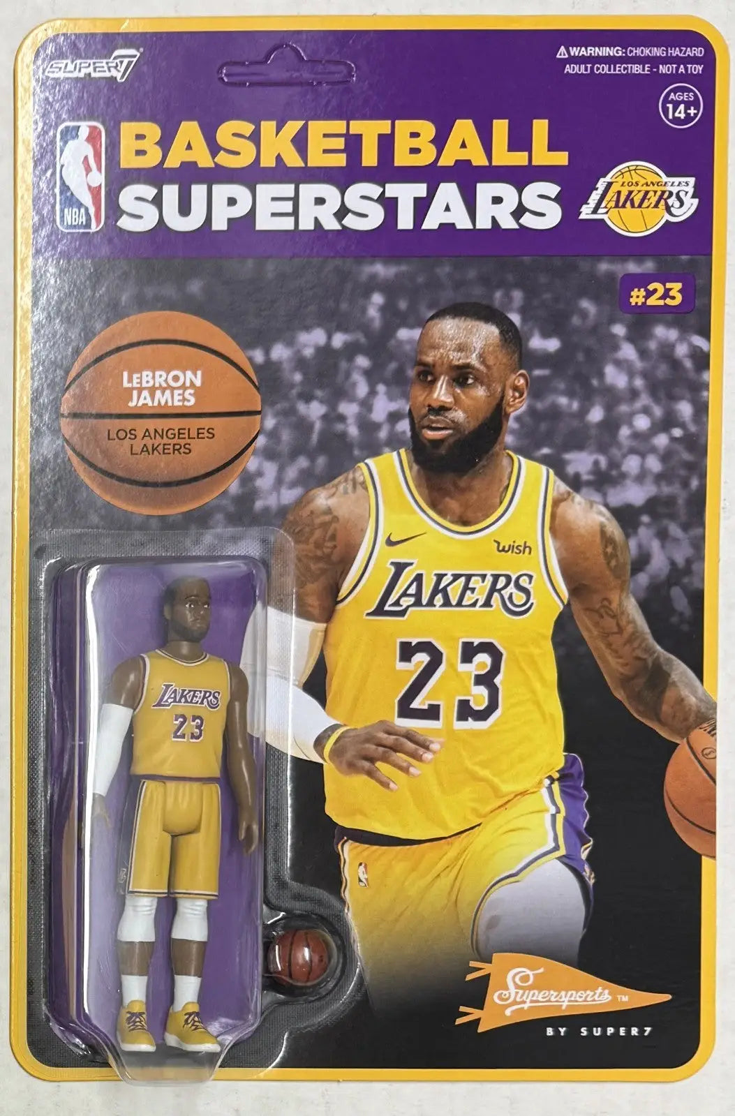 NEW Super7 NBA Basketball Superstars LeBron James LA Lakers #23 ReAction Figure - Action Figure & Toy