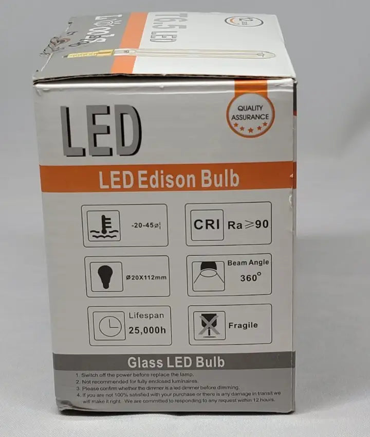 Retail box for New T6.5 4W E12 LED Edison light bulbs, dimmable clear LED light