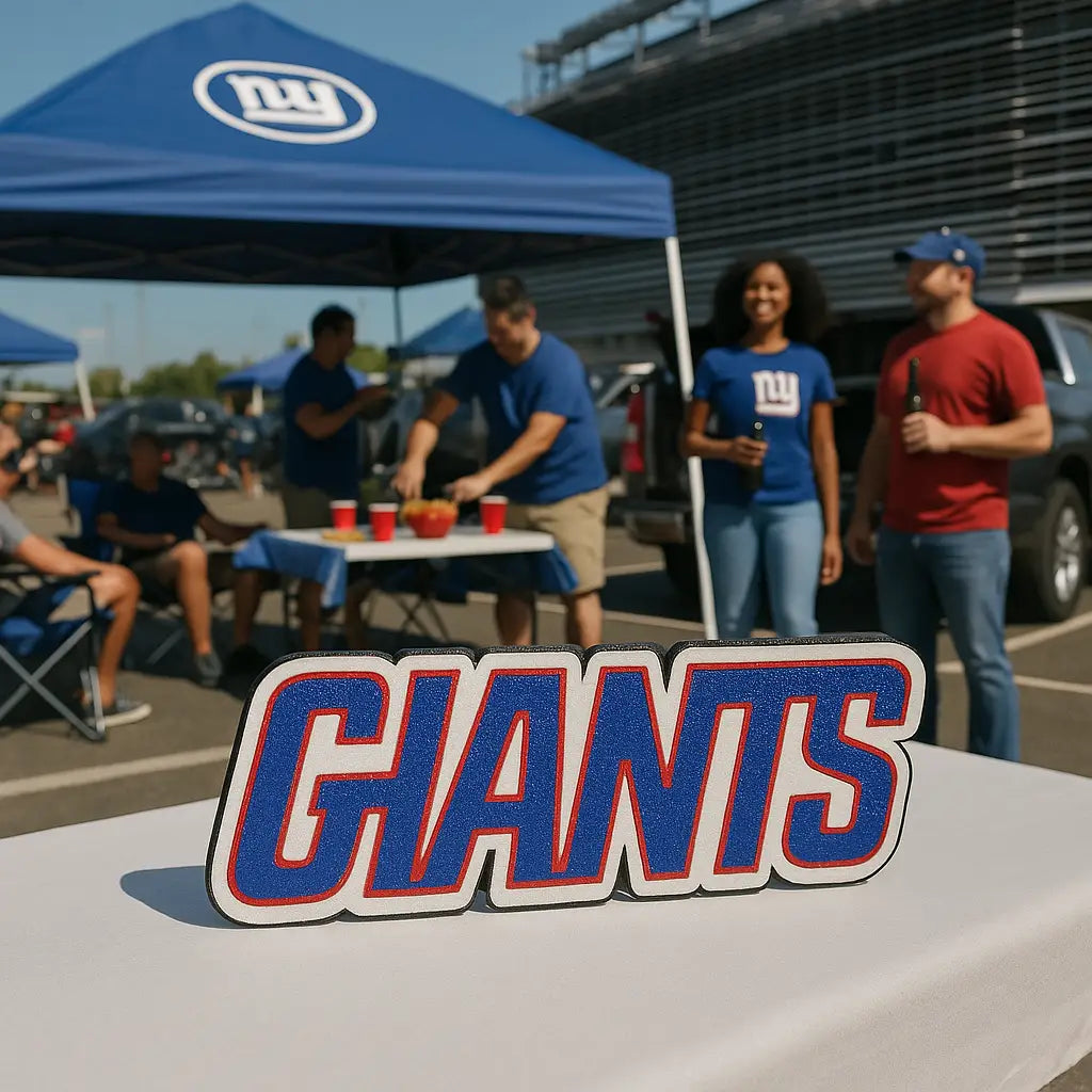 Blue and white New York Giants logo sign, 3D printed NFL football desk and wall décor