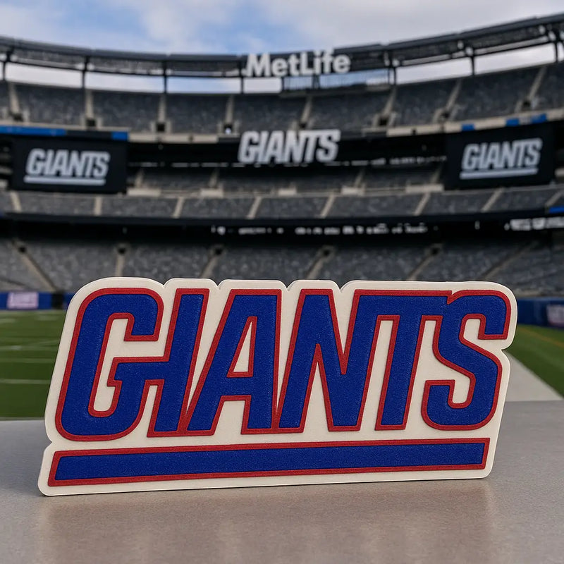 Blue and red New York Giants logo sign 3D printed NFL football desk wall décor