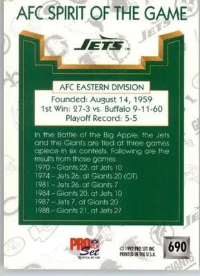 New York Jets SOTG - 1992 Pro Set - #690 - Football - Football Card Single