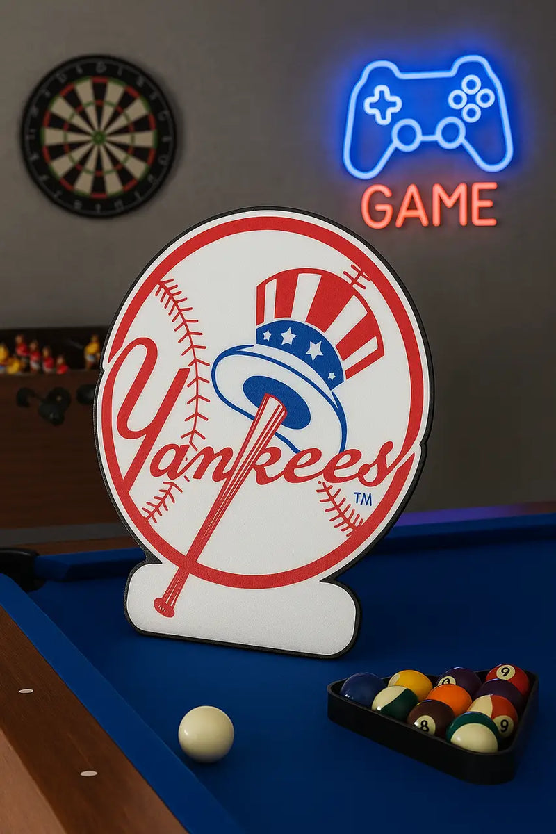New York Yankees 3D printed baseball-themed sign with Yankees logo for fans