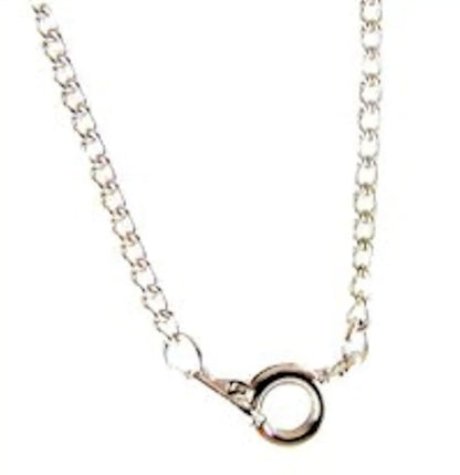 Silver chain necklace with a swirl heart shaped pendant and circular clasp for NFL teams