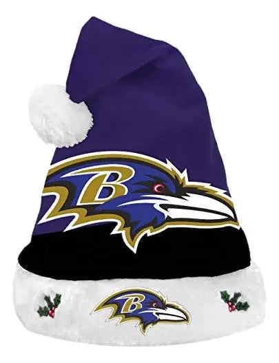 Baltimore Ravens Santa hat featuring team logo and colors from NFL Football Team Logo line