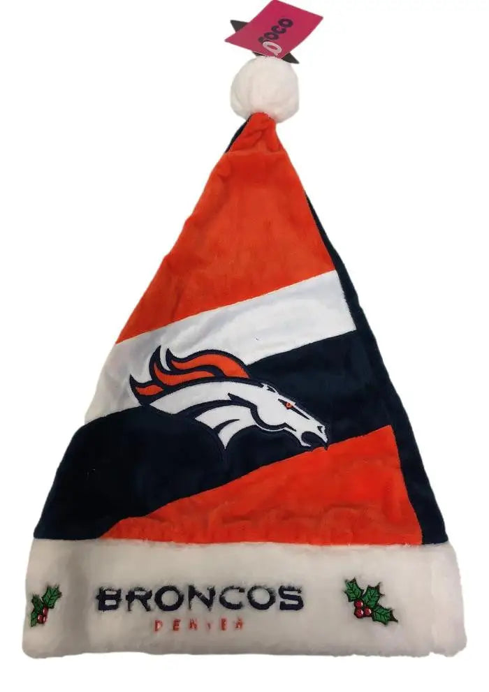 Denver Broncos Santa hat featuring team logo and colors for NFL holiday cheer
