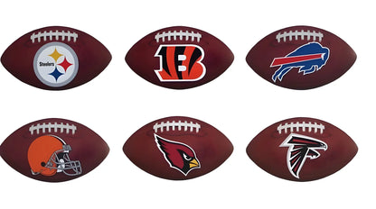 NFL Football Team Logo Magnet featuring six American football balls with team logos