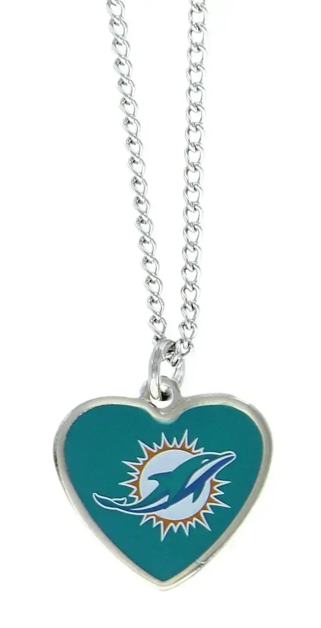 NFL Football Team Logo Womens Color Logo Heart Pendant Necklace Pick Your Team