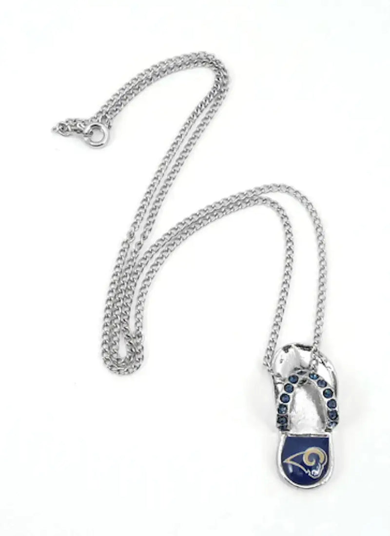 NFL Football Team Logo Womens Ladies Crystal Flip Flop Necklace Pick Your Team