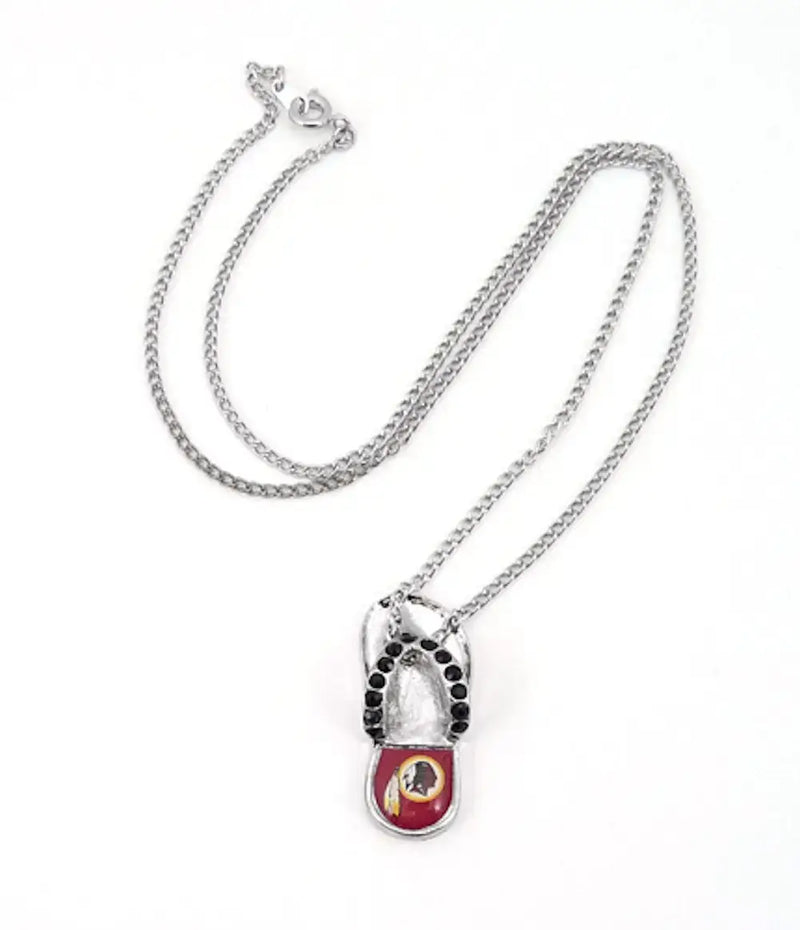NFL Football Team Logo Womens Ladies Crystal Flip Flop Necklace Pick Your Team