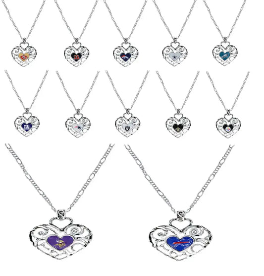 NFL Football Team Logo Womens Ladies Ivy Heart Pendant Pick Your Team