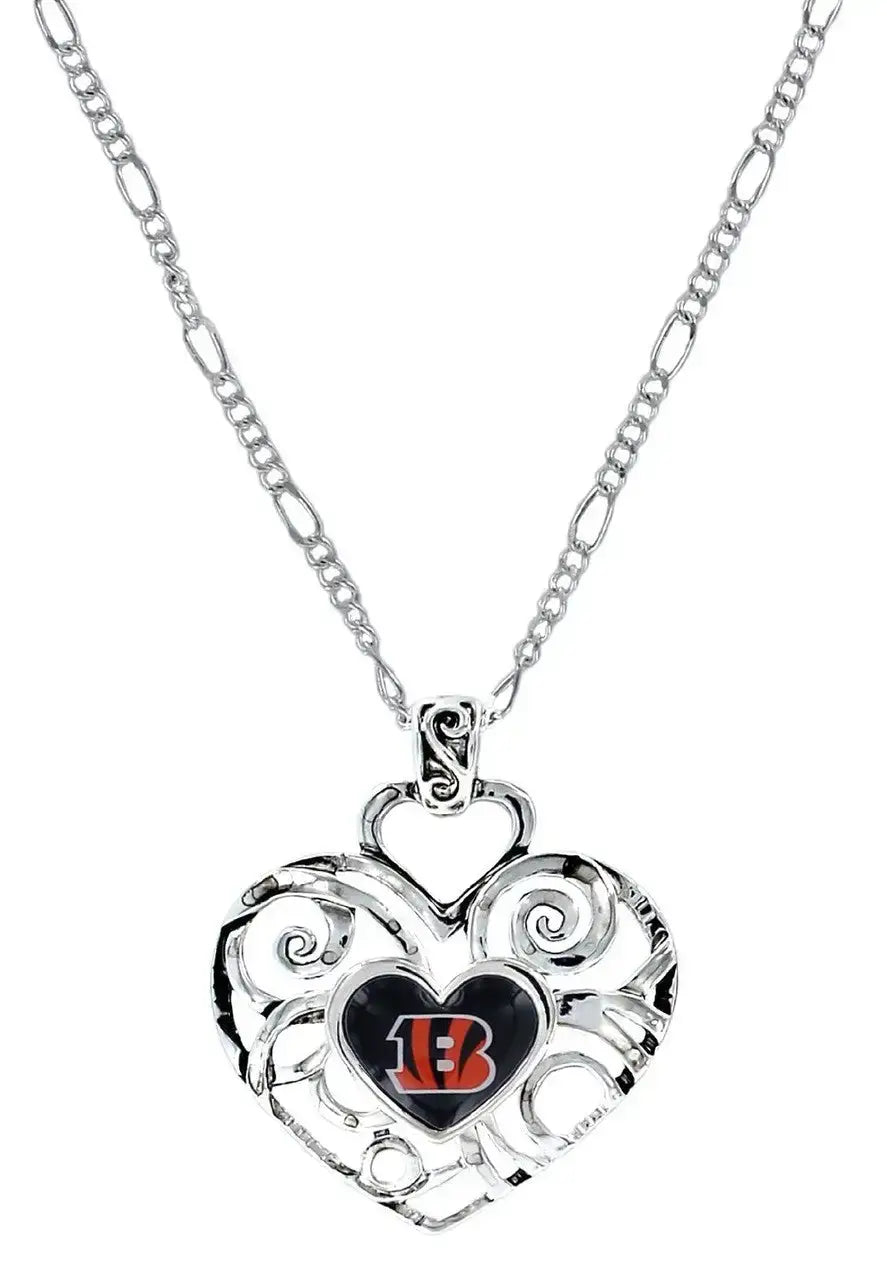 NFL Football Team Logo Womens Ladies Ivy Heart Pendant Pick Your Team