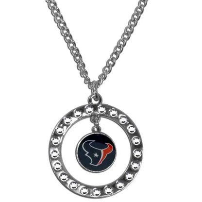 Circular Houston Texans Logo Rhinestone Hoop Necklace for NFL fans and women