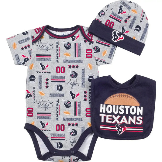 NFL Houston Texans Bodysuit Bib & Hat Set Infant/Toddler Choose Your Size