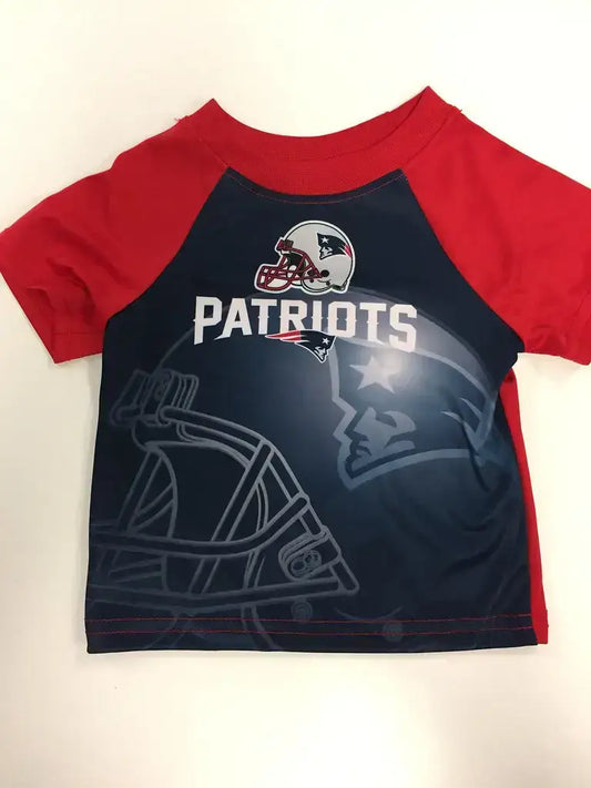 NFL Kids Short Sleeve Helmet Tee T-Shirt New England Patriots - Apparel