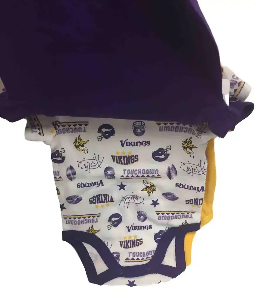 NFL Minnesota Vikings 3 Pack Bodysuit - Choose Your Size