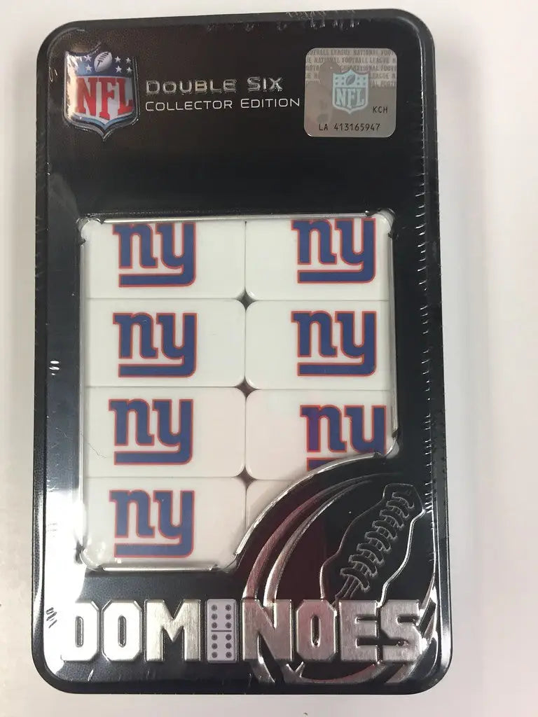 Officially licensed NFL New York Giants logo dominoes in collector’s edition tin