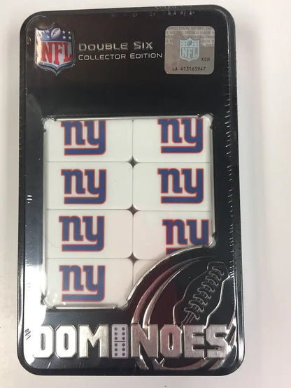 Officially licensed NFL New York Giants logo dominoes in collector’s edition tin