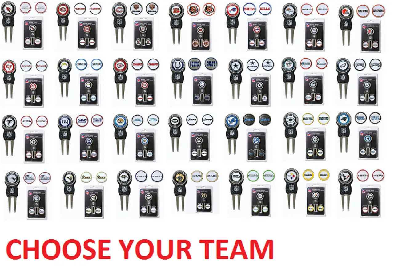 NFL Officially Licensed Divot Tool with 3 Markers featuring sports team logos