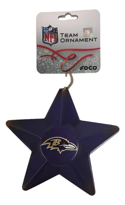 Purple metal star ornament featuring the Baltimore Ravens NFL team logo