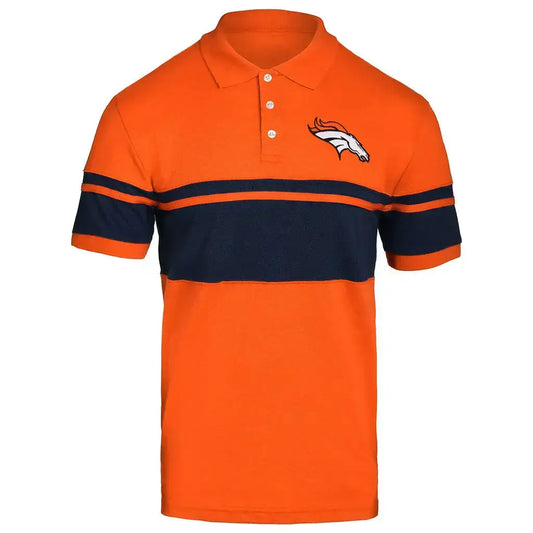 NFL Team Apparel Cotton Stripe Polo Team Color Denver Broncos - Medium