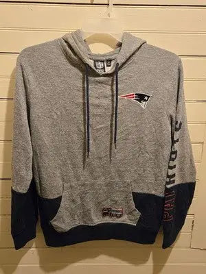 NFL Team Apparel Hoodie Mens S New England Patriots Gray Navy Pullover Logo - Apparel